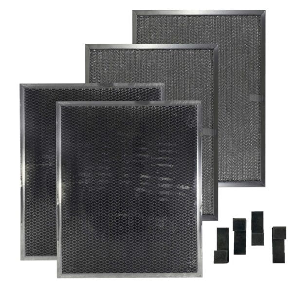 Aluminum Mesh Grease Charcoal Carbon Spring Clip Range Hood Filter Kit